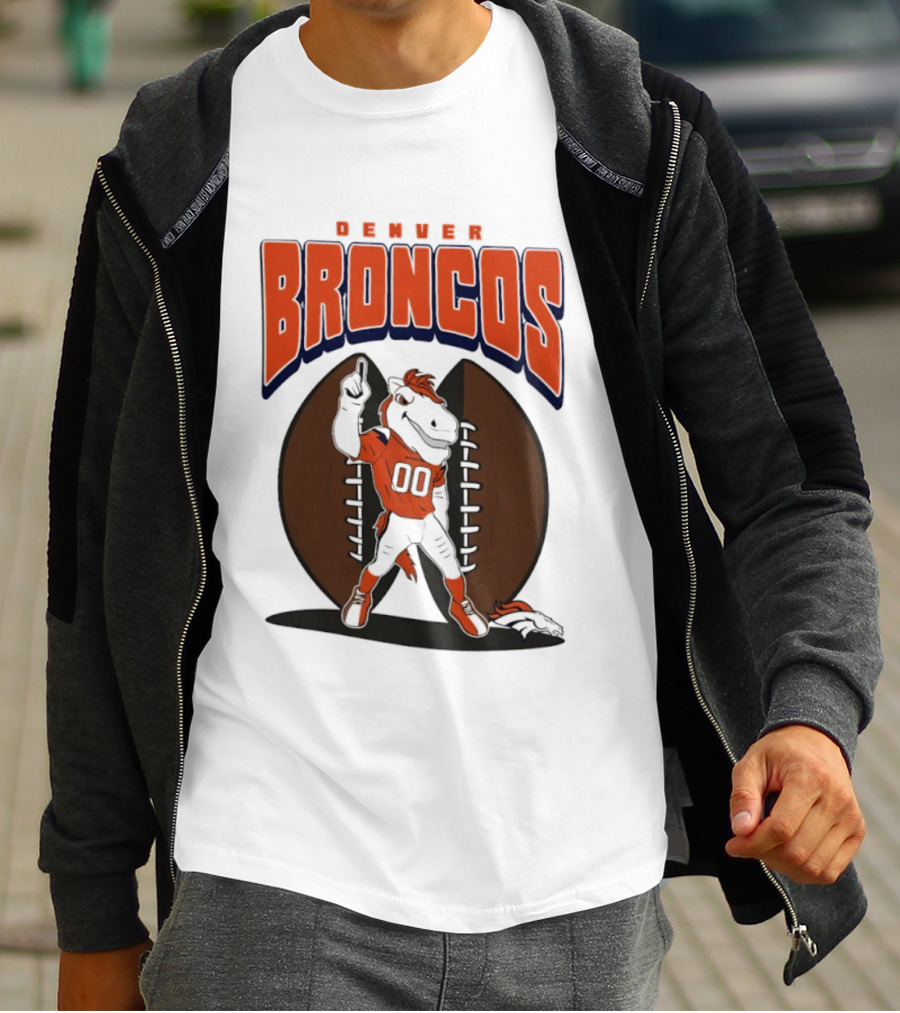 Denver Broncos 2026 Mascot Miles And Football T-Shirt
