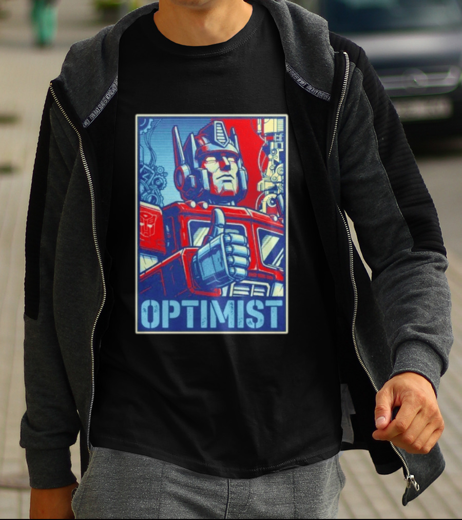 Optimus Prime Optimist Transformers Art Thumbs Up T-Shirt