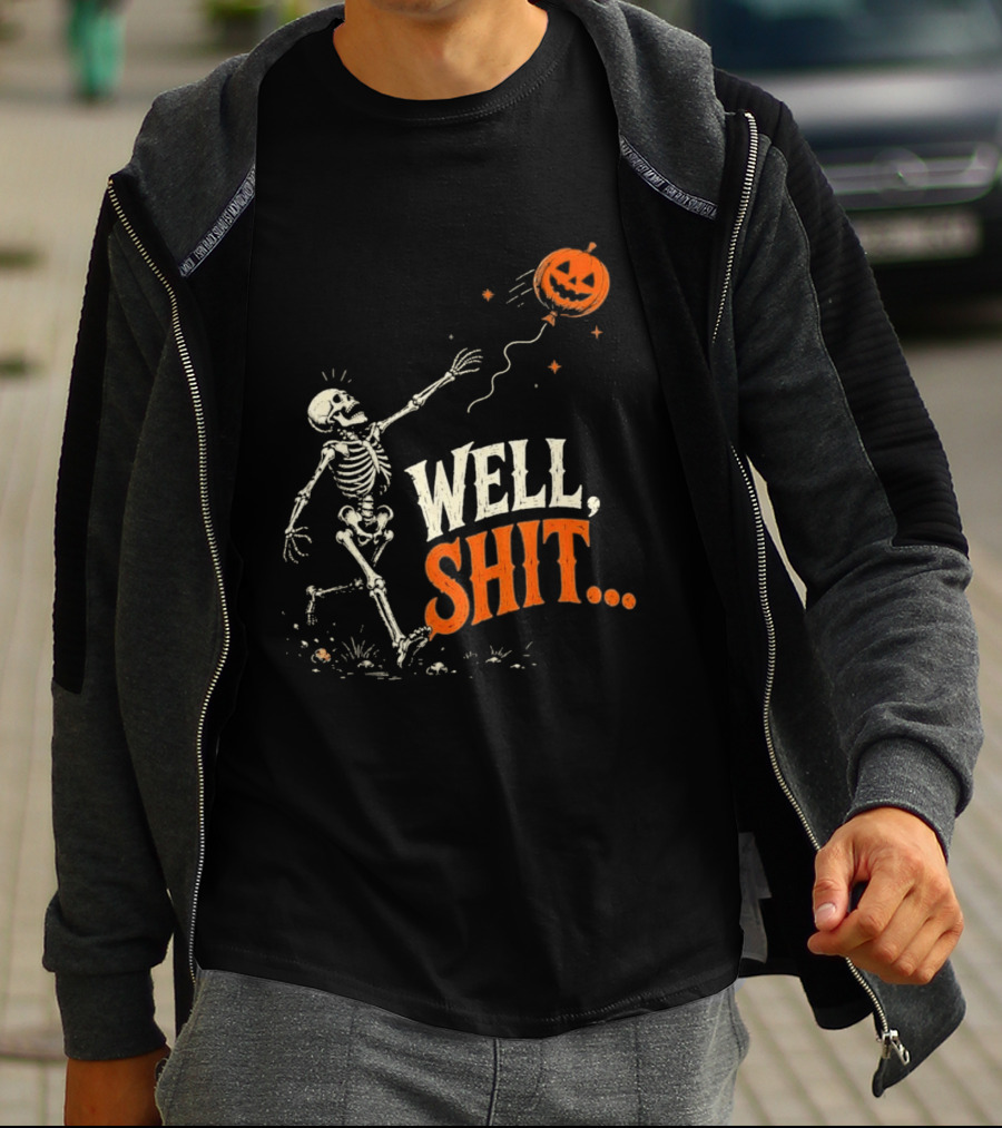 Skeleton Well Shit Lost Pumpkin Balloon Halloween T-Shirt