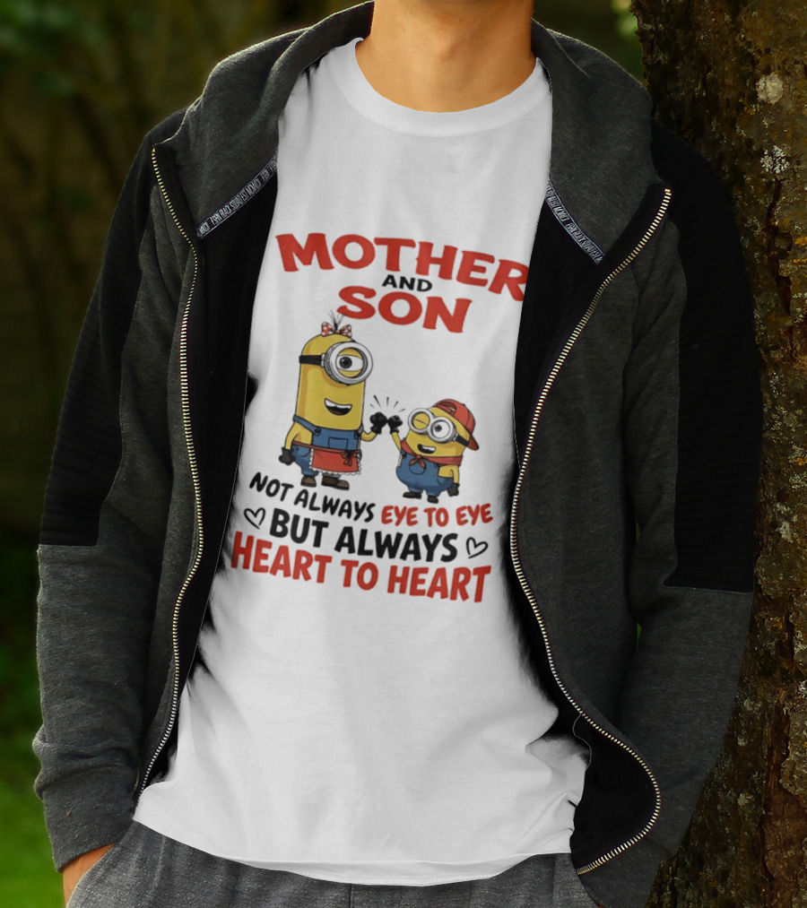 Mother And Son Minions Not Always Eye To Eye Always Heart To Heart T-Shirt