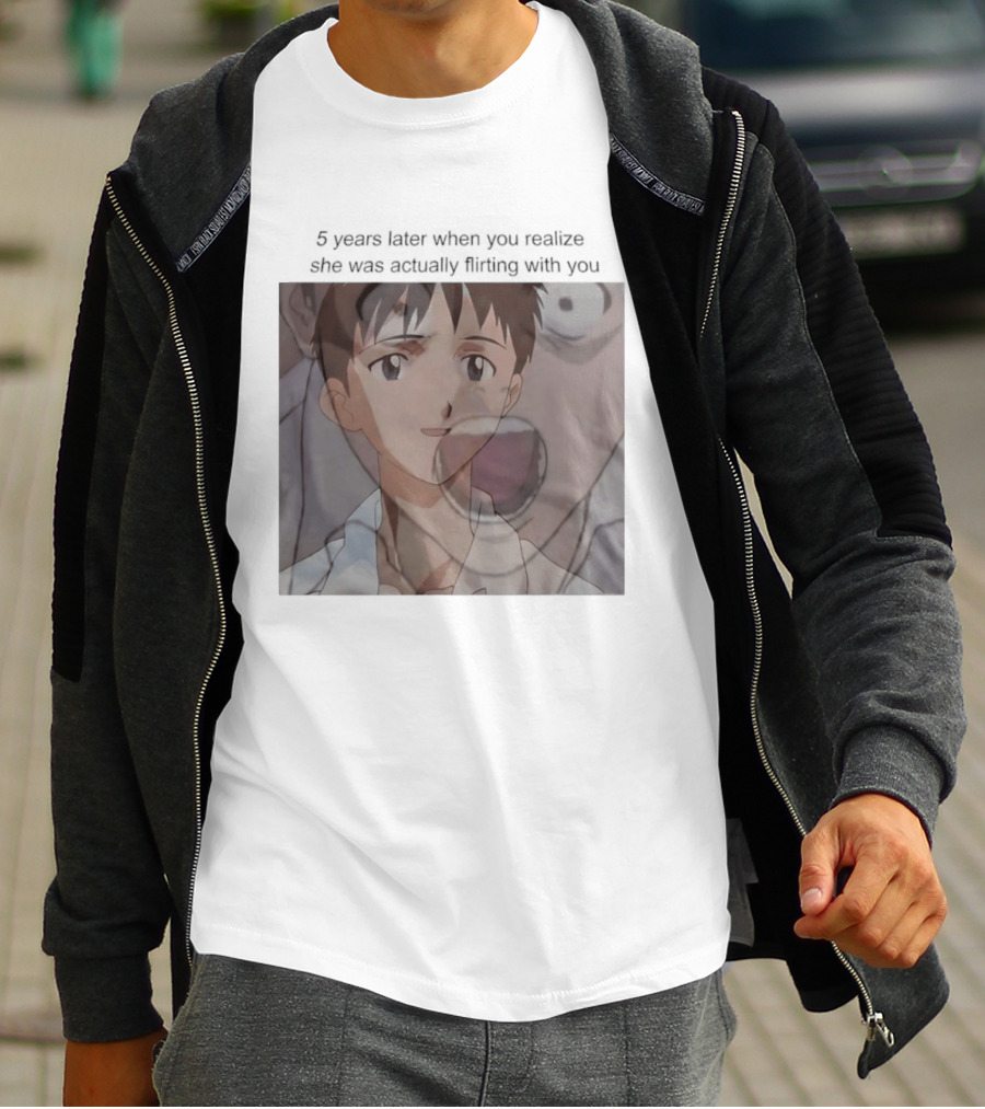 Neon Genesis Evangelion 5 Years Later Realizing She Was Actually Flirting Anime Moments T-Shirt