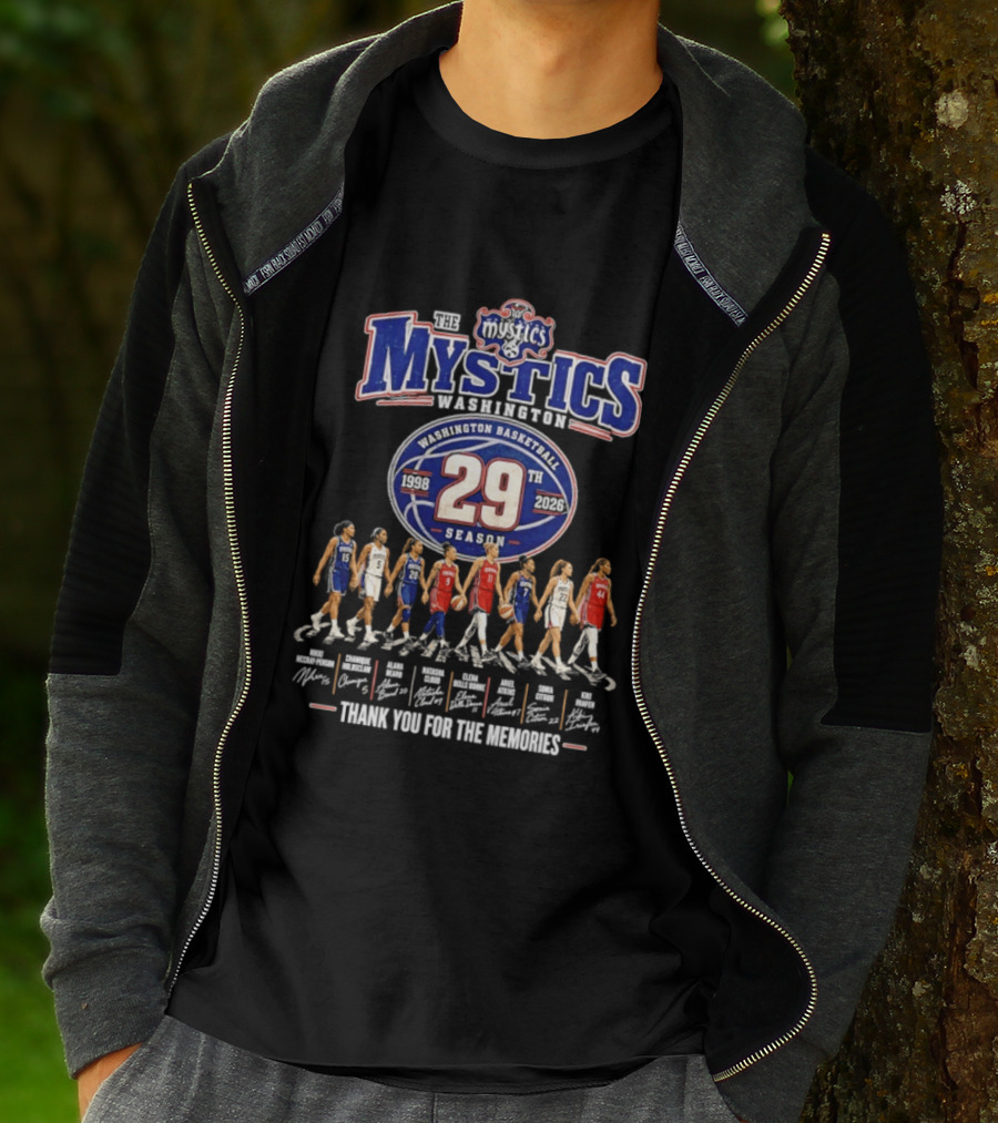 Washington Mystics Basketball 29th Season 1998 2026 Thank You For The Memories Signatures T-Shirt
