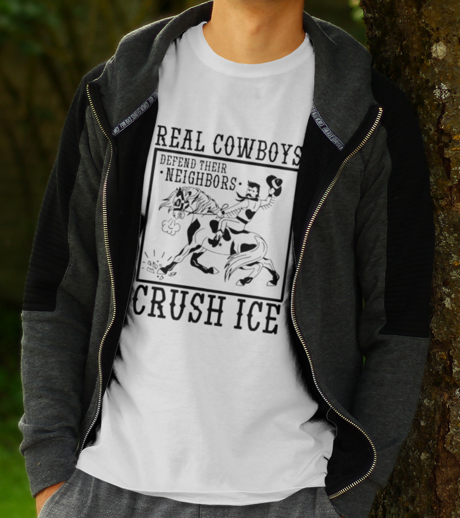 Real Cowboys Defend Their Neighbors Crush Ice Vintage Rodeo T-Shirt