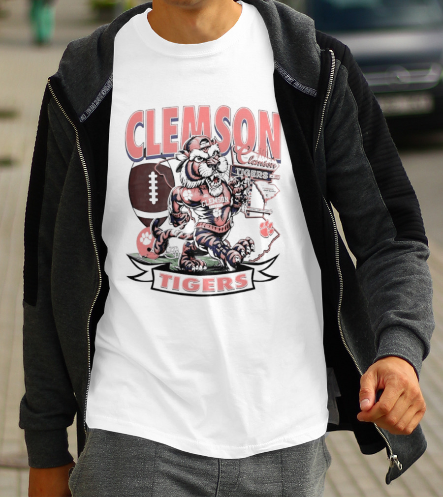 Clemson Tigers Football NCAA Cartoon T-Shirt