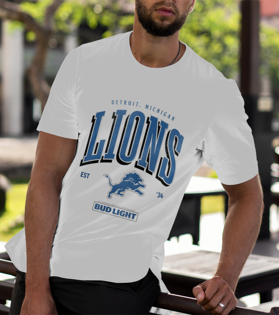 Detroit Michigan Lions Est '34 Bud Light T-Shirt