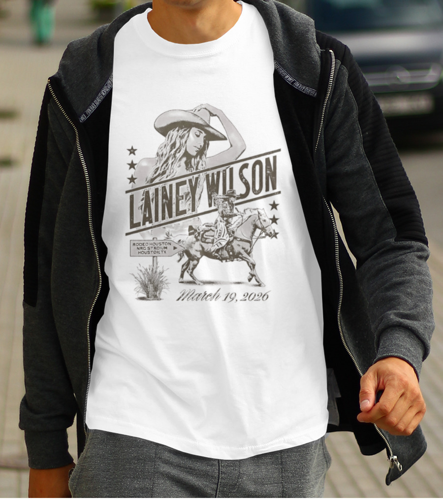 Lainey Wilson Rodeo Houston NRG Stadium March 19 2026 Cowboy Silhouette Stars T-Shirt