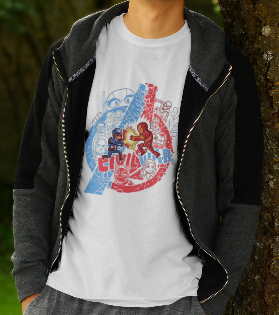 Marvel Civil War Captain America Versus Iron Man Chibi Showdown T-Shirt