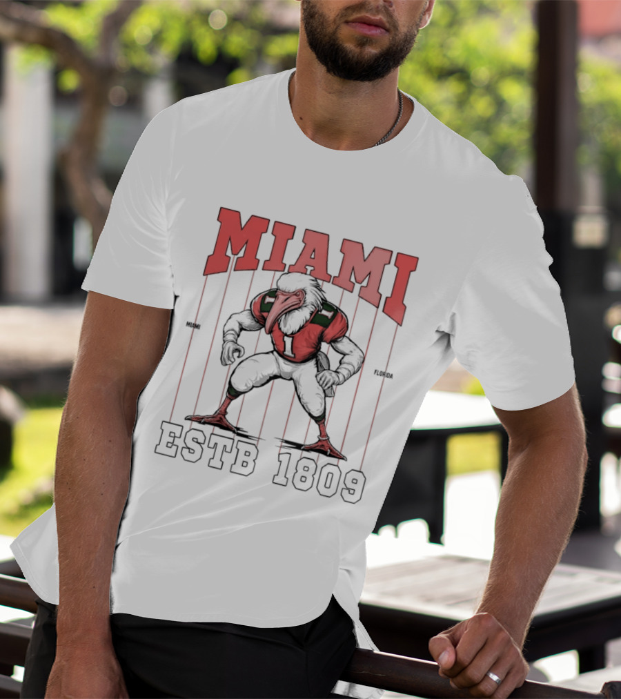 Miami Hurricanes Ibis Football ESTB 1809 T-Shirt