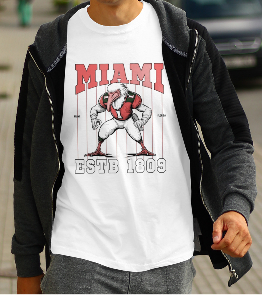 Miami Hurricanes Ibis Football ESTB 1809 T-Shirt