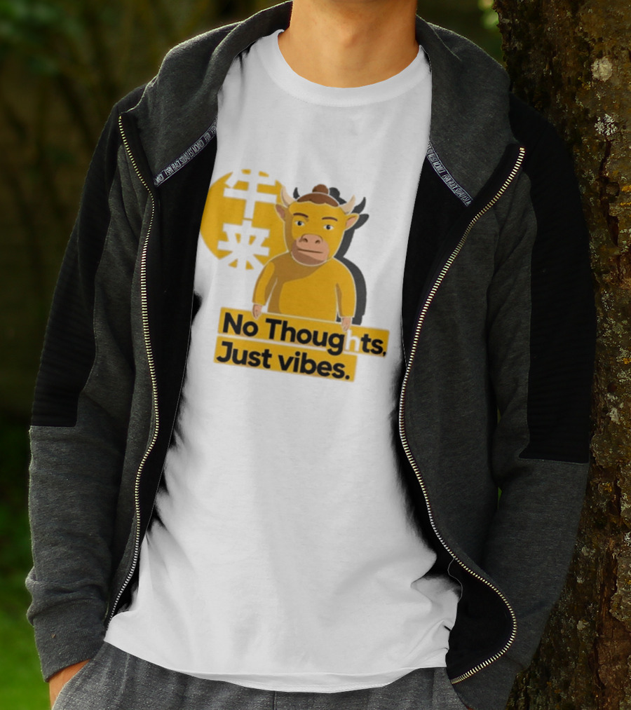 Niu Lai Ox No Thoughts Just Vibes Yellow T-Shirt