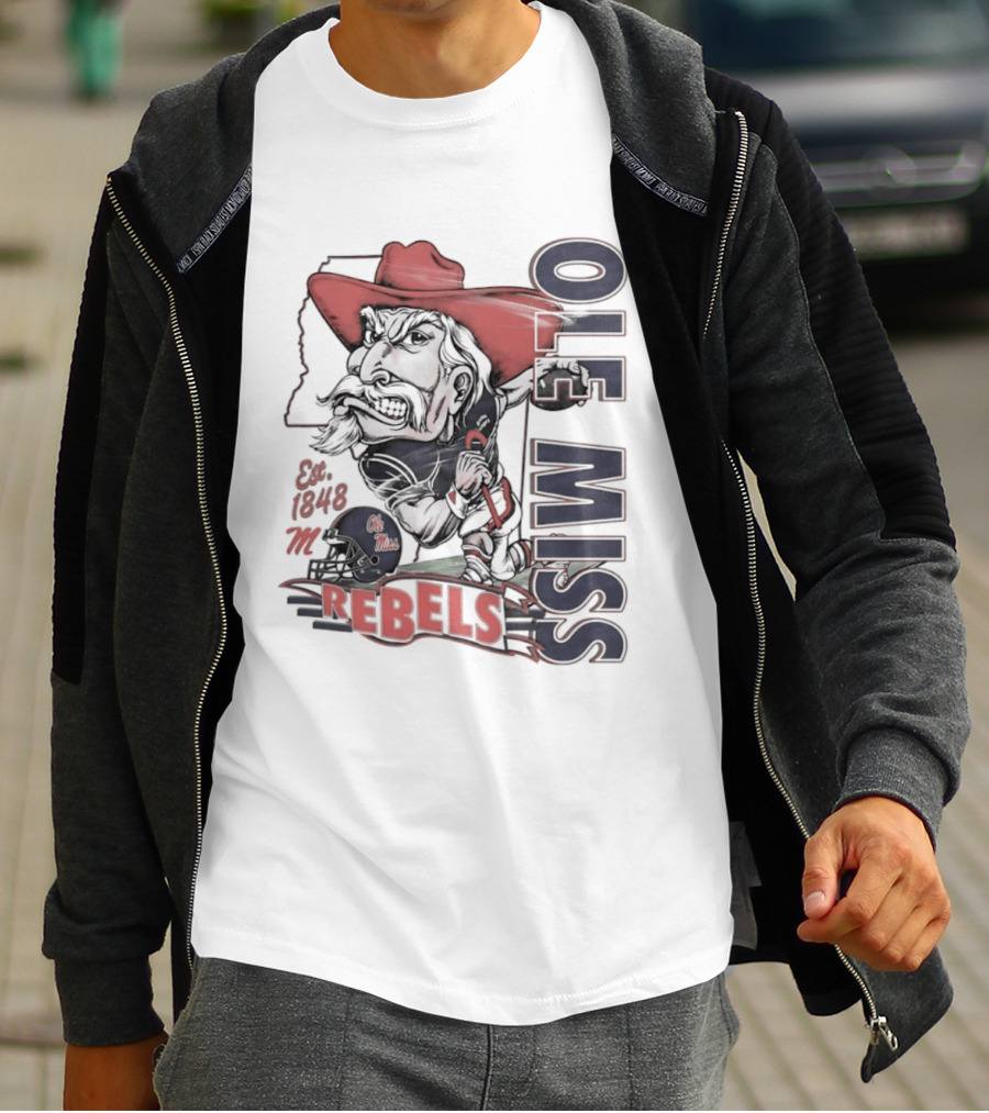 Ole Miss Rebels Est 1848 Vintage Colonel Reb NCAA Football T-Shirt