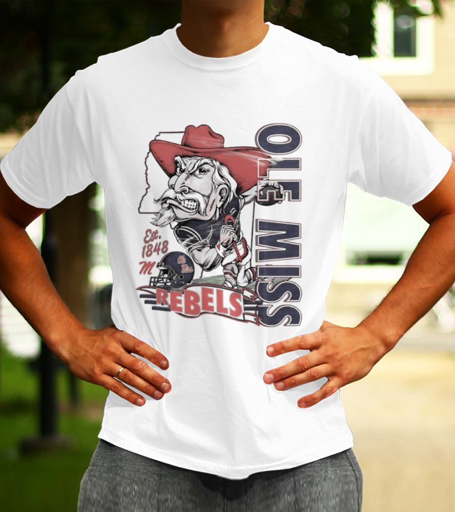 Ole Miss Rebels Est 1848 Vintage Colonel Reb NCAA Football T-Shirt