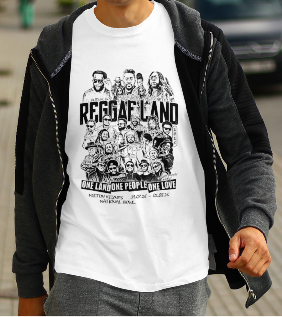 Reggae Land 2026 One Land One People One Love Bandana Army Jacket Rasta Roots Celebration T-Shirt