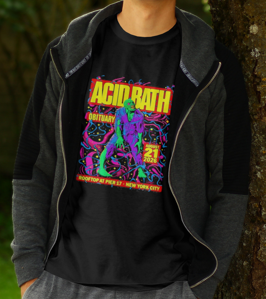 Acid Bath Obituary Rooftop At Pier 17 New York City August 21 2026 T-Shirt