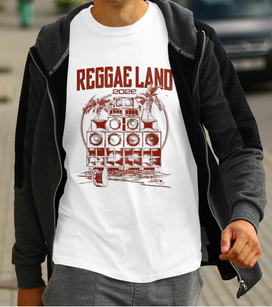 Reggae Land 2026 Soundsystem Palm Trees Stack T-Shirt
