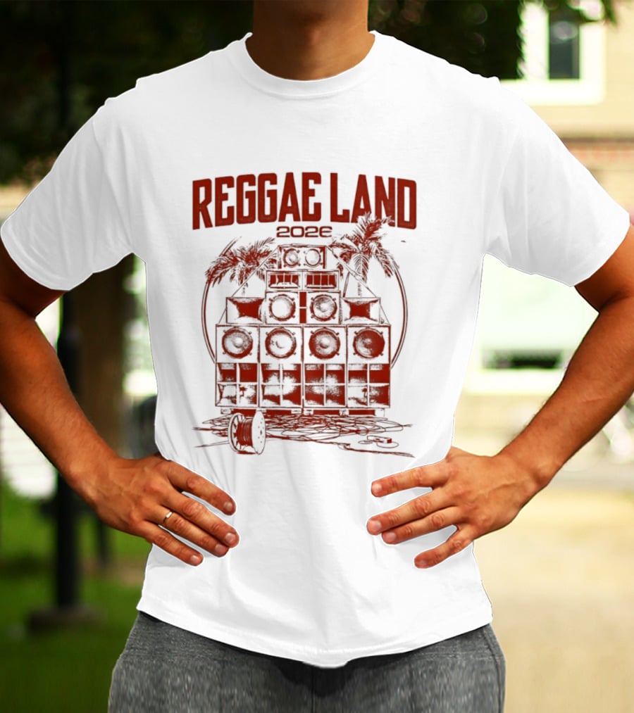 Reggae Land 2026 Soundsystem Palm Trees Stack T-Shirt