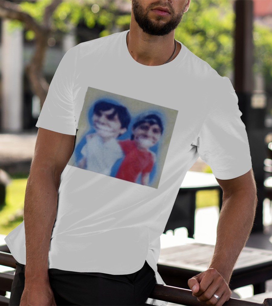 Slushy Noobs Hugging Cartoon Characters In Red And White Outfits T-Shirt