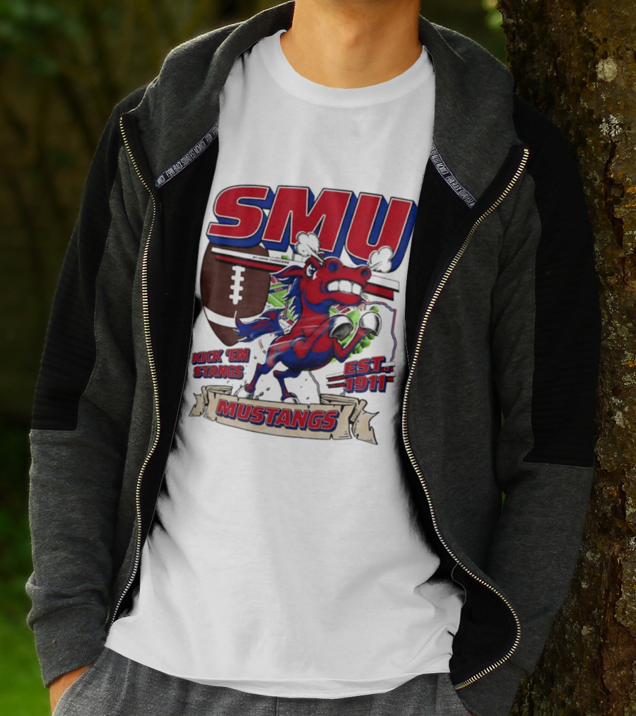 SMU Mustangs Kick 'Em Stangs Football 1911 T-Shirt