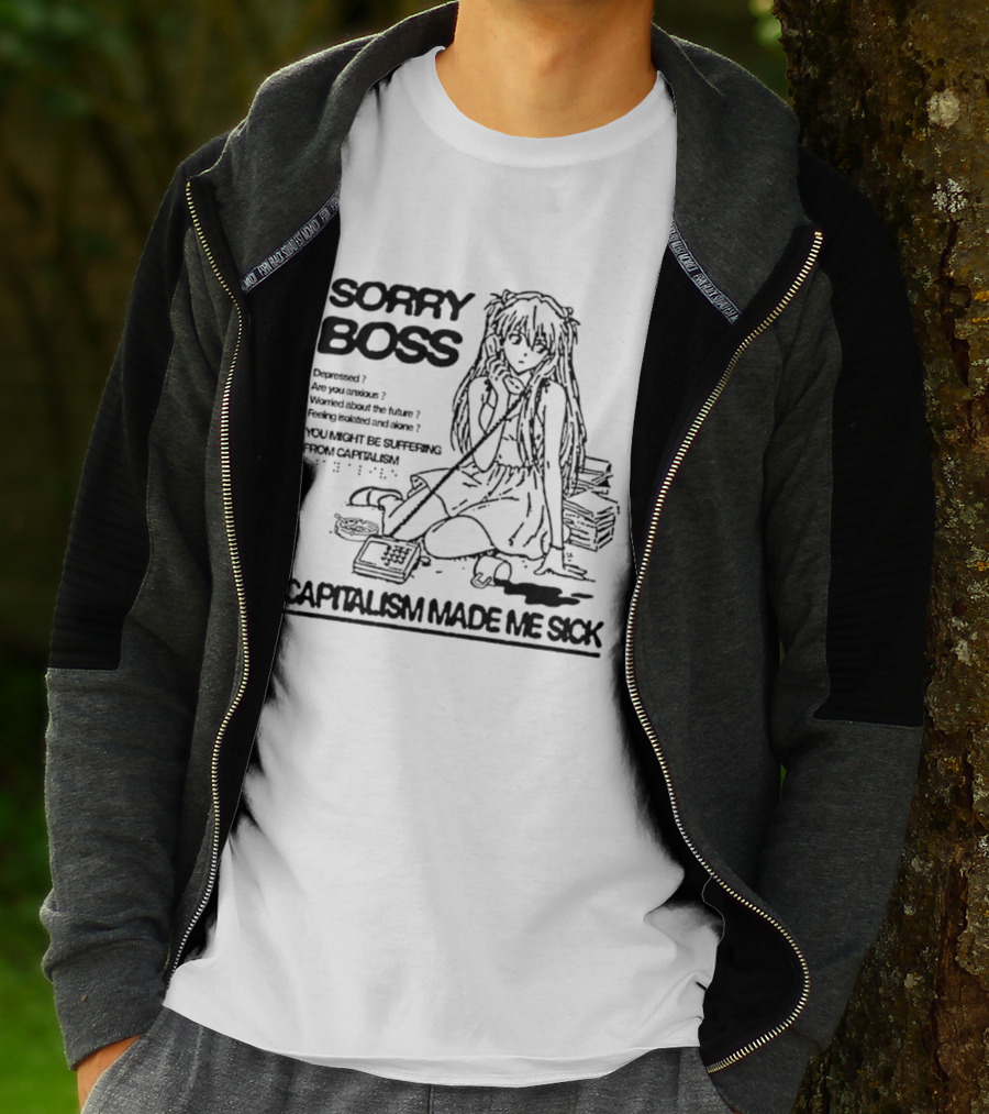 Sorry Boss Capitalism Made Me Sick Asuka Langley Soryu Manga T-Shirt