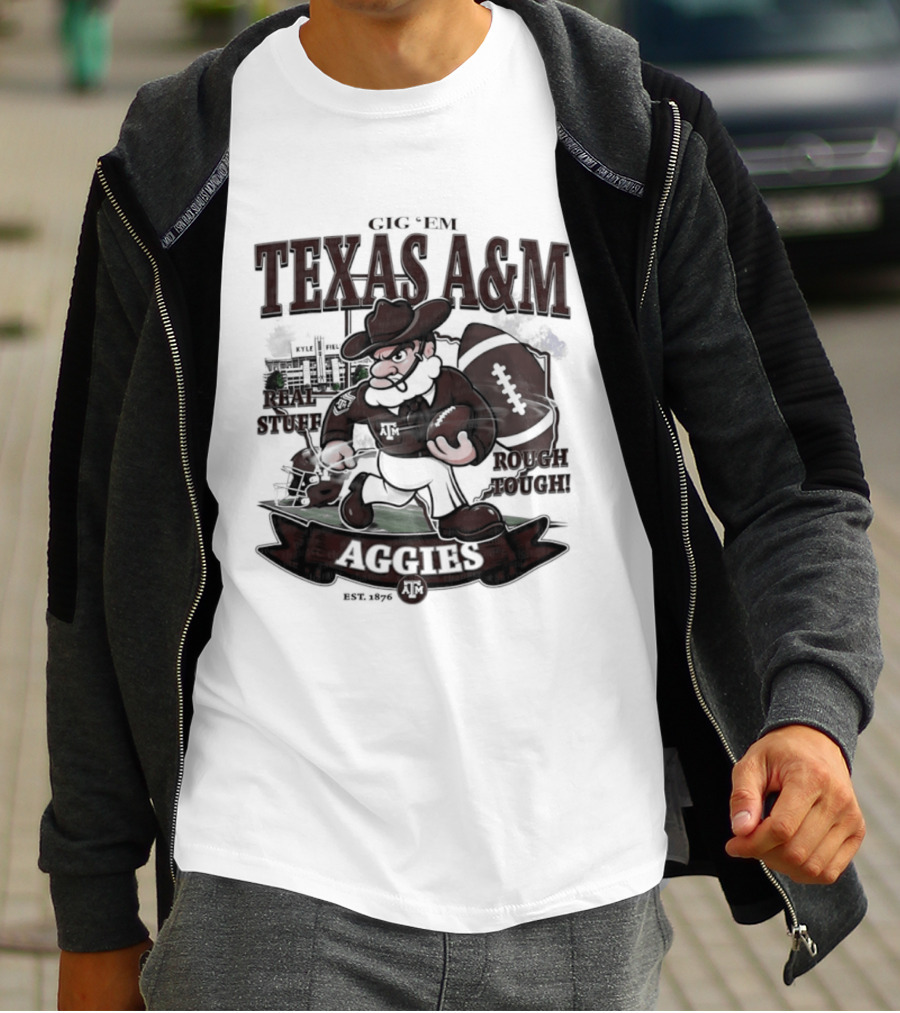 Texas A&M Aggies Gig 'Em Real Stuff Rough Tough T-Shirt