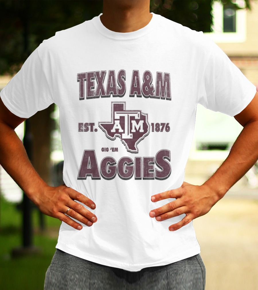 Texas A&M Est 1876 Gig 'Em Aggies A&M Logo State T-Shirt