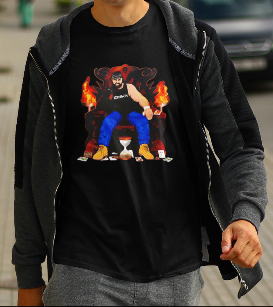 Eddie Kingston Throne Kizus On Playing Cards Flames Hourglass T-Shirt