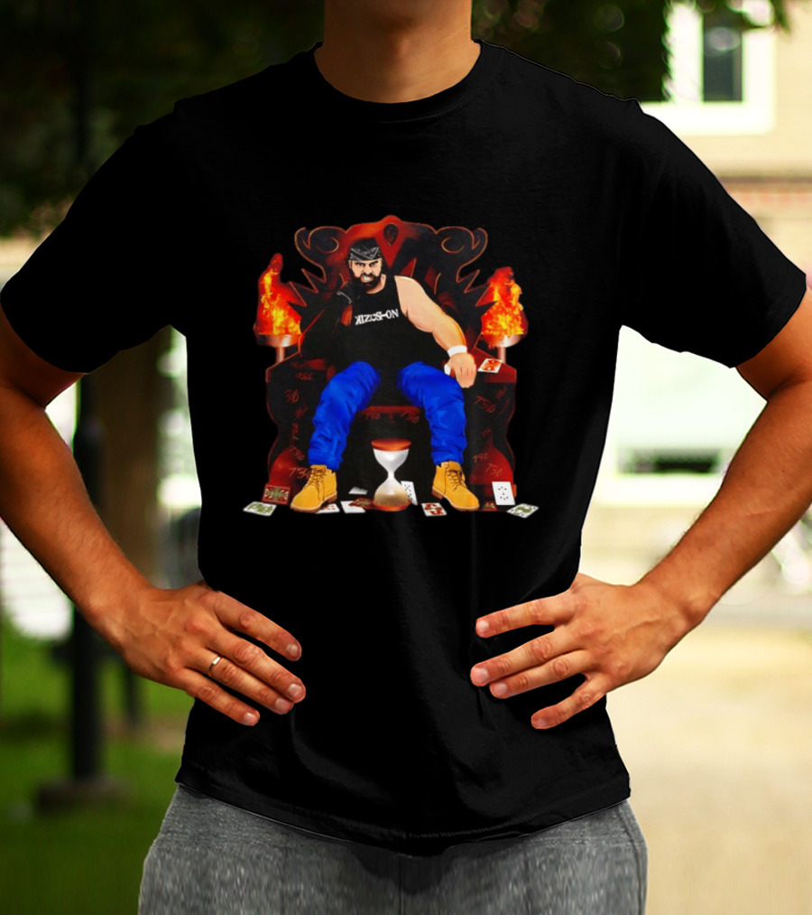 Eddie Kingston Throne Kizus On Playing Cards Flames Hourglass T-Shirt