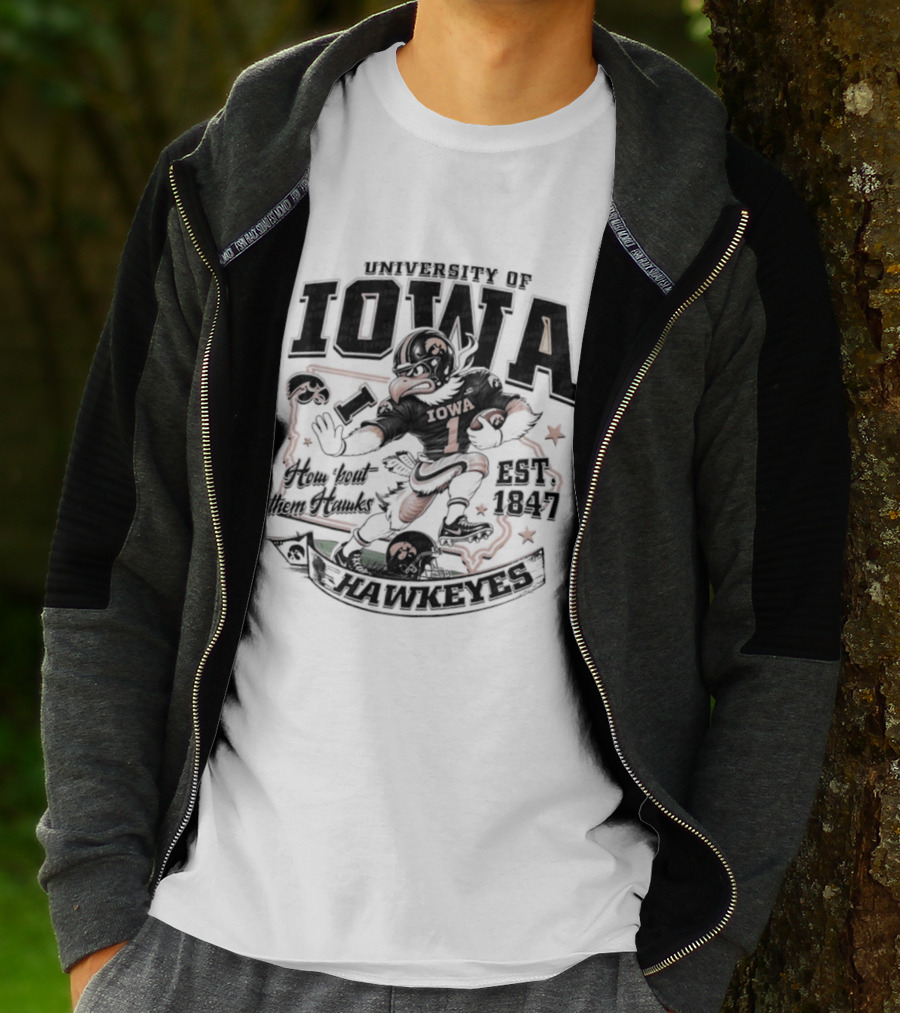 University Of Iowa How 'Bout Them Hawks Football Mascot Est 1847 T-Shirt