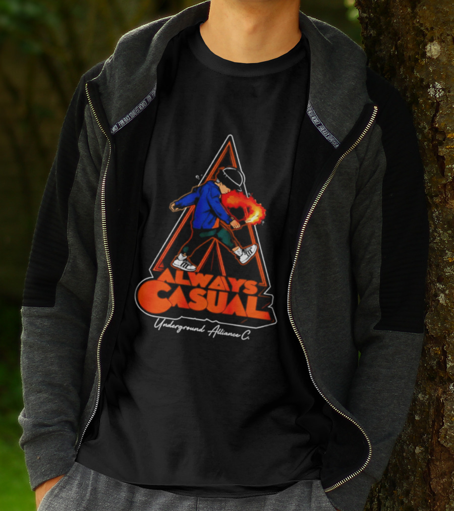 Always Casual Underground Alliance C Youth Flare Fire Backpack Street T-Shirt