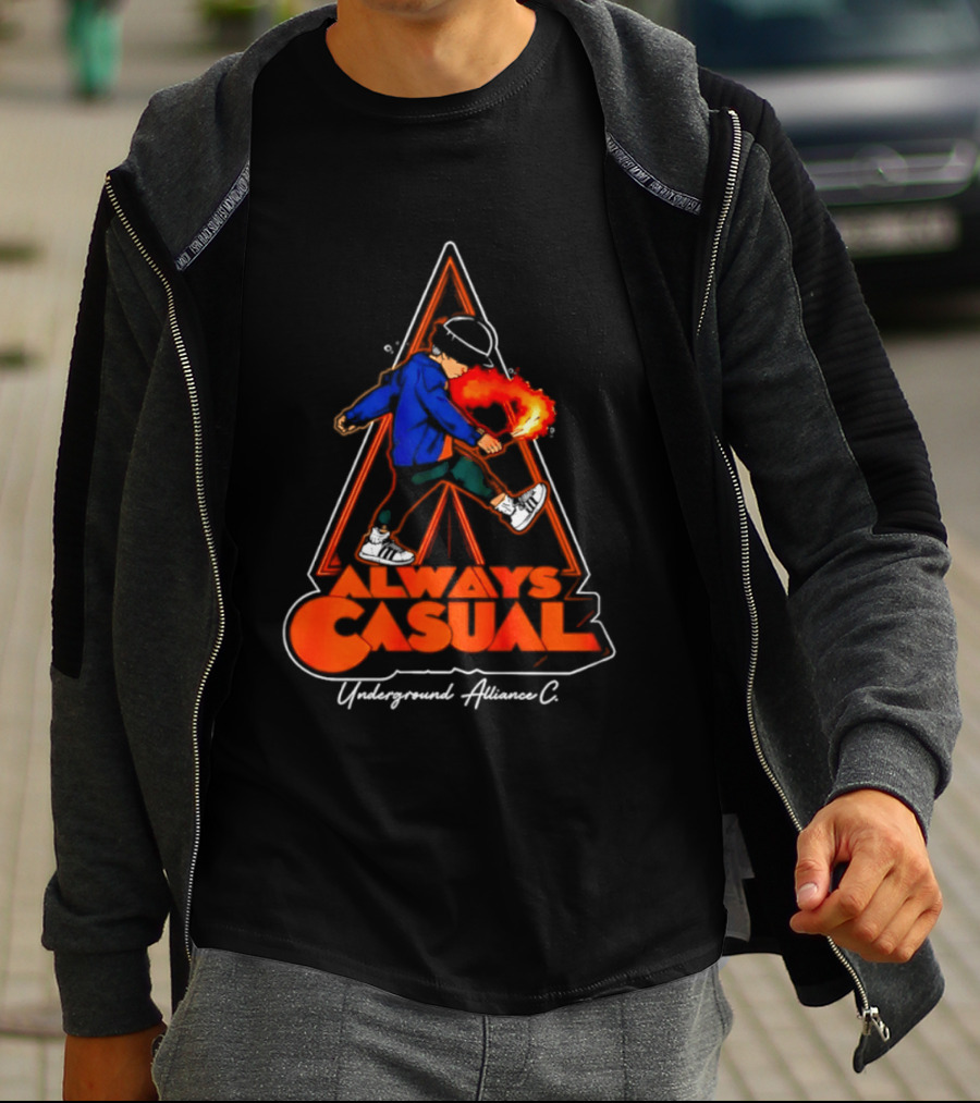 Always Casual Underground Alliance C Youth Flare Fire Backpack Street T-Shirt