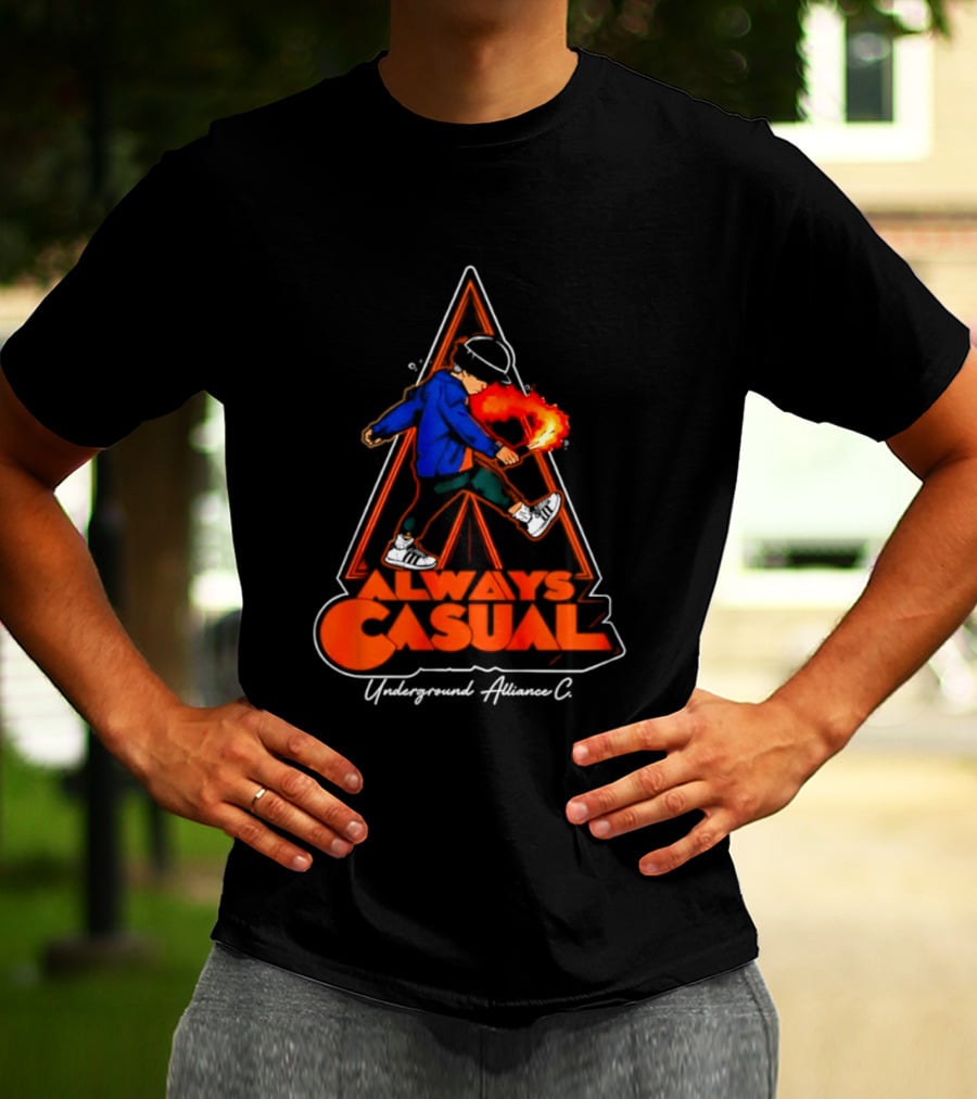 Always Casual Underground Alliance C Youth Flare Fire Backpack Street T-Shirt