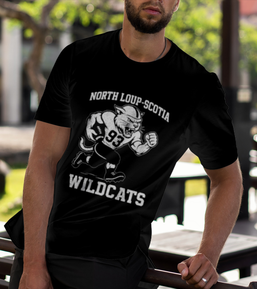 North Loup Scotia Wildcats 93 Football Player T-Shirt