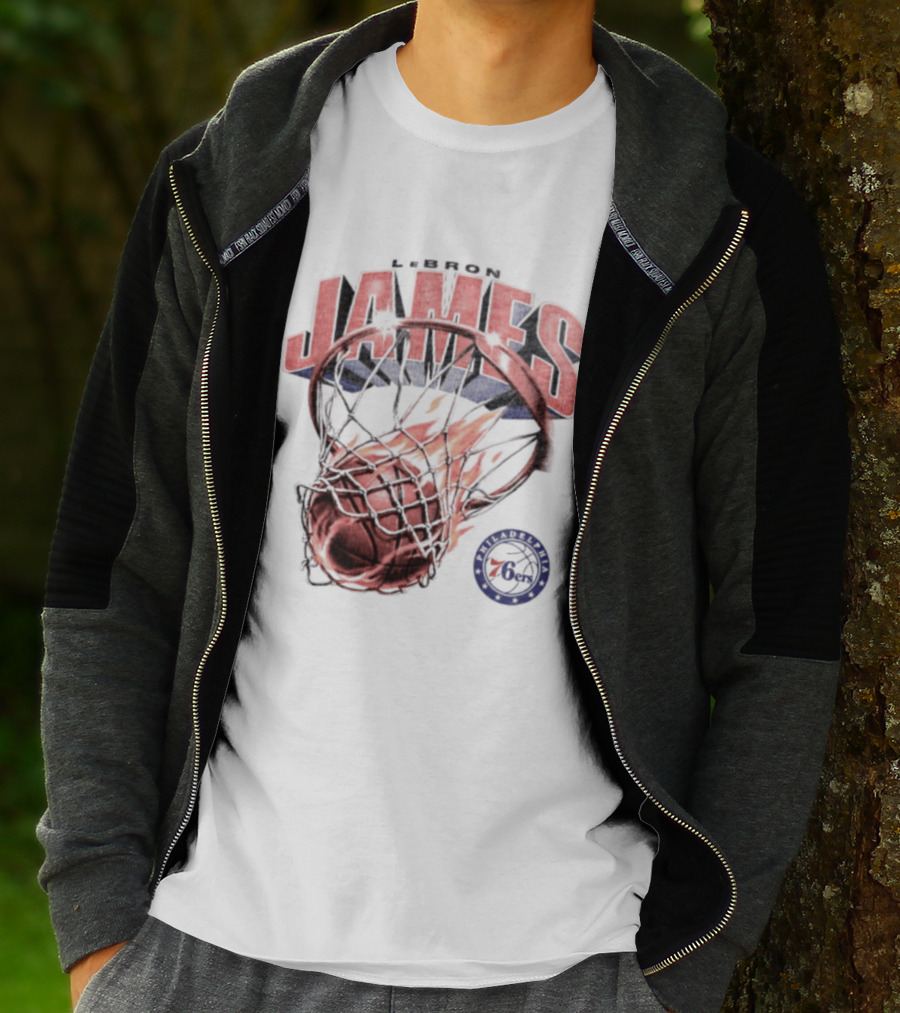 LeBron James 23 Basketball Fire Hoop Philadelphia 76ers T-Shirt