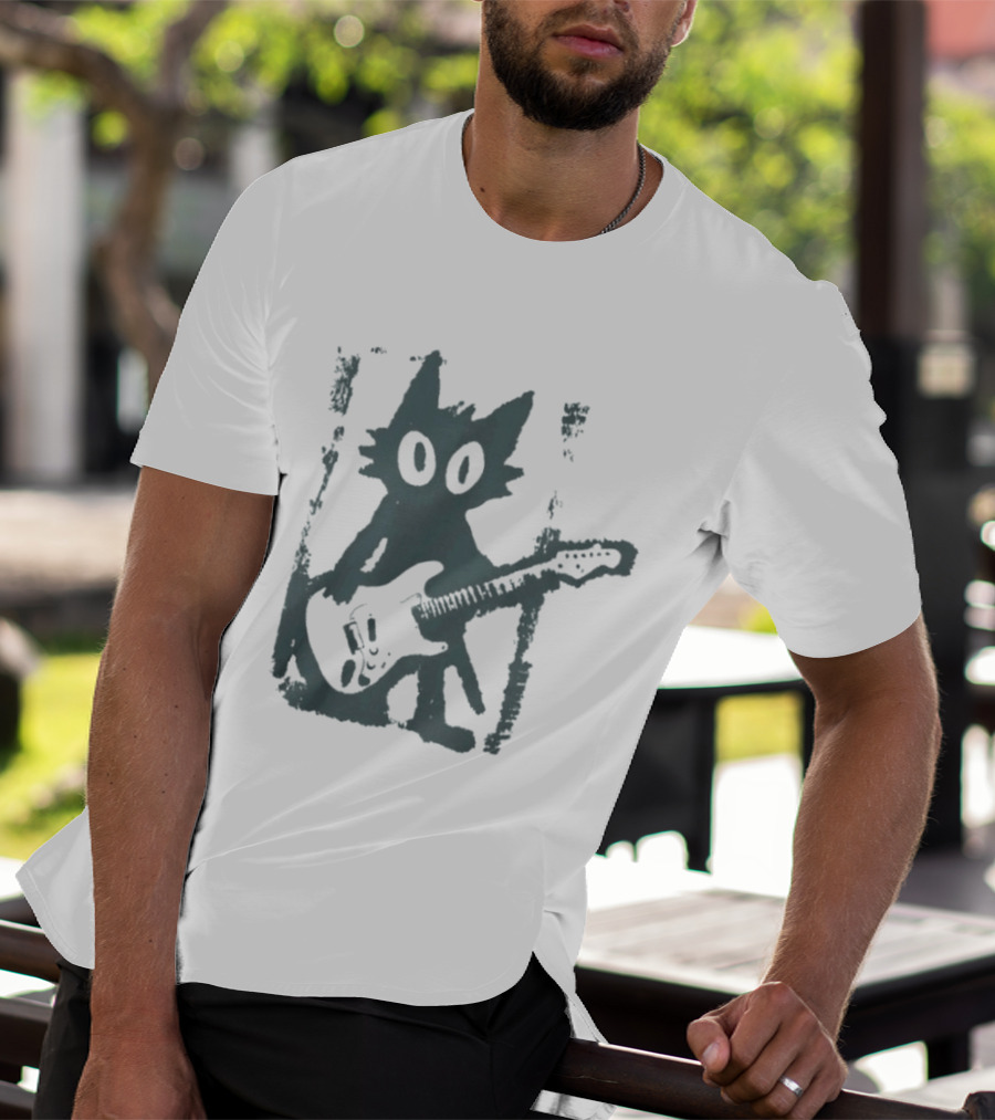 Rock Star Cat Electric Guitar Kitty Playful Feline Musician T-Shirt