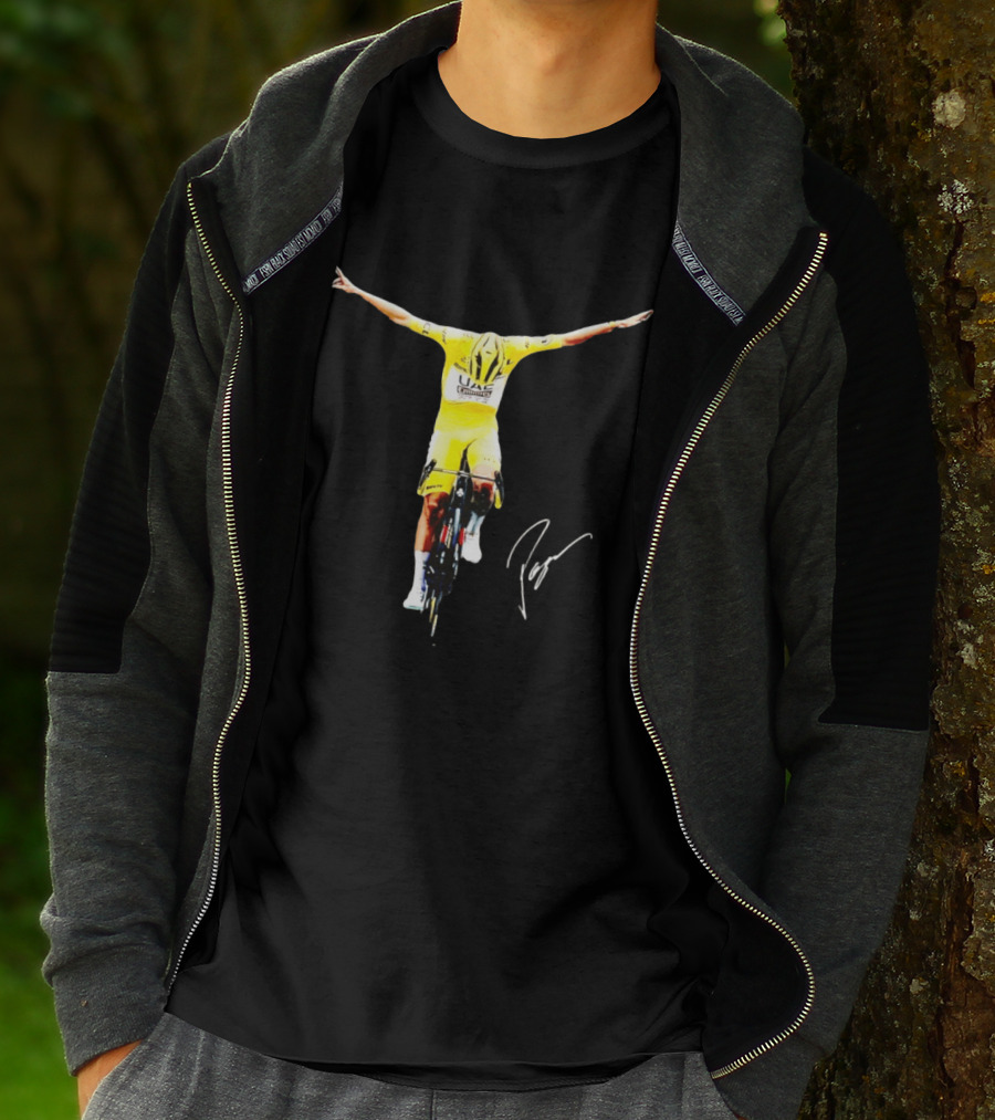 Tadej Pogacar UAE Team Yellow Jersey Victory Celebration T-Shirt