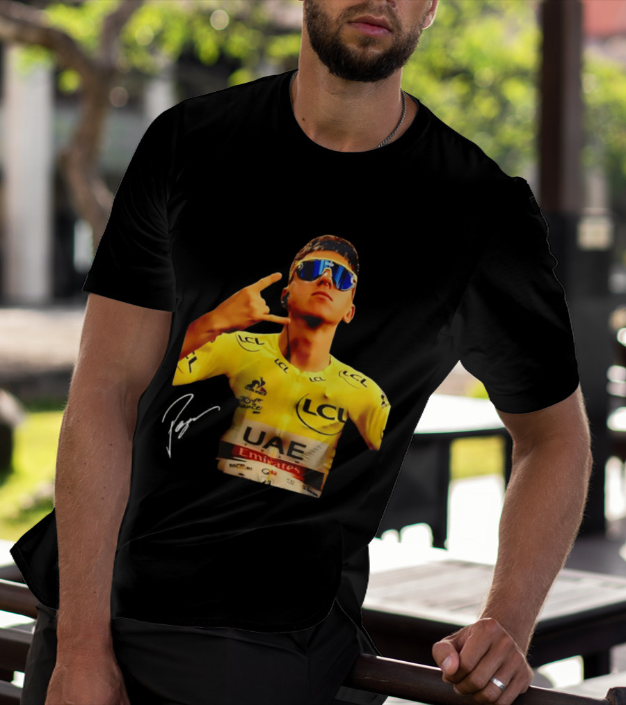 Tadej Pogacar UAE Emirates Cycling Team Slovenia LCL Yellow Jersey T-Shirt
