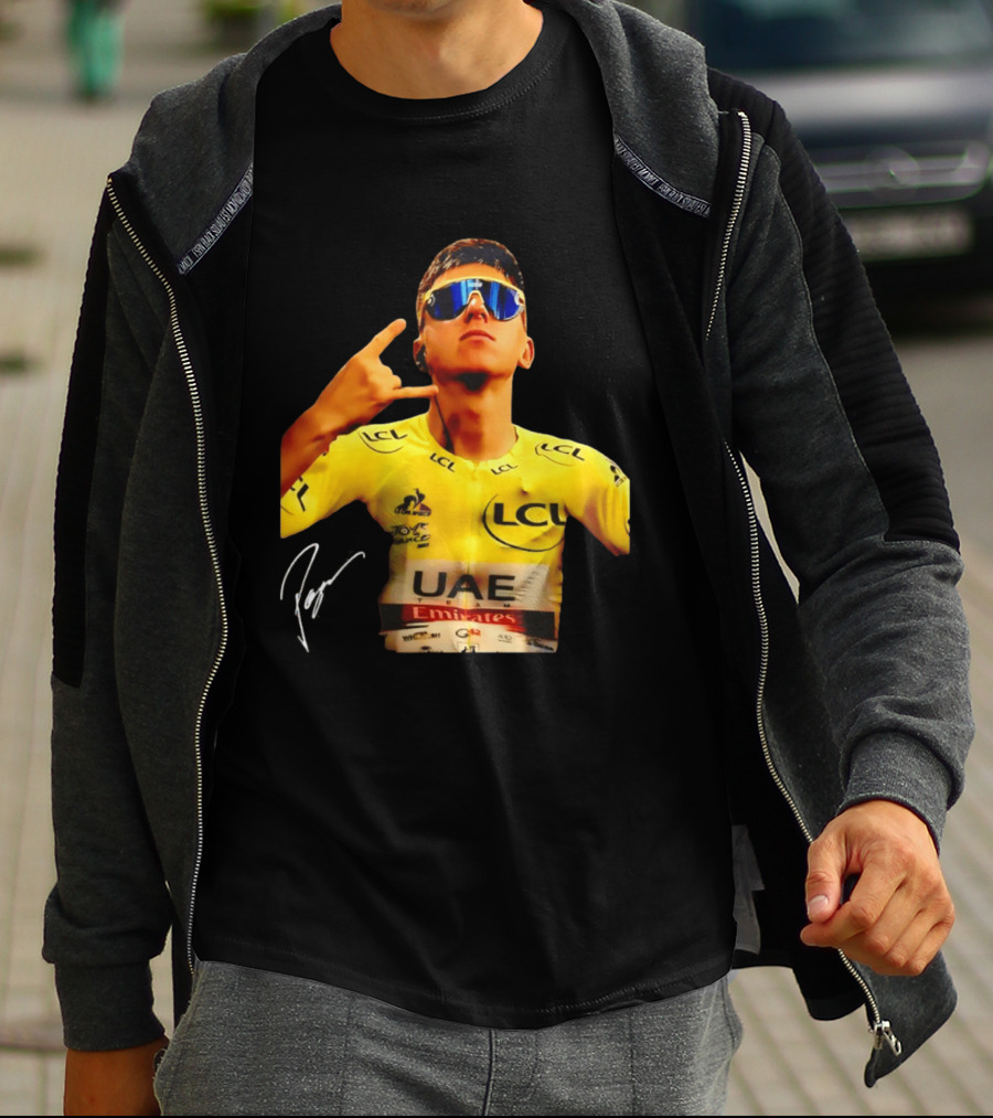 Tadej Pogacar UAE Emirates Cycling Team Slovenia LCL Yellow Jersey T-Shirt