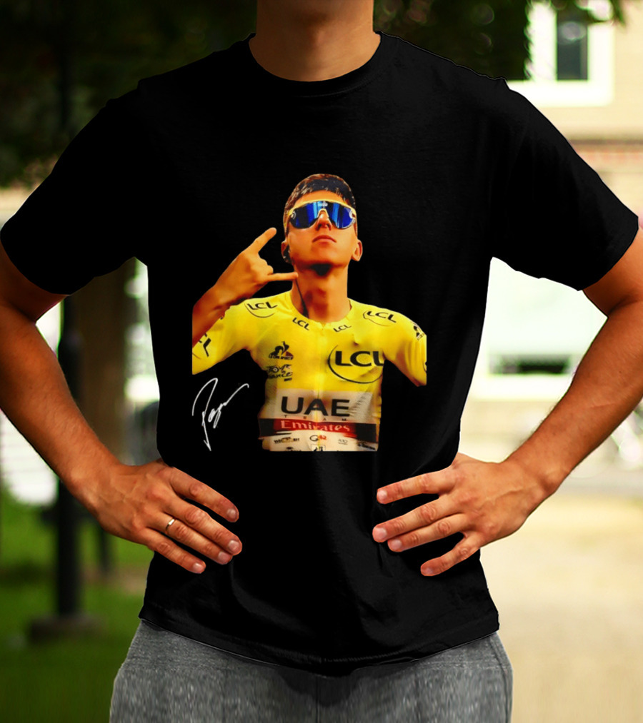 Tadej Pogacar UAE Emirates Cycling Team Slovenia LCL Yellow Jersey T-Shirt