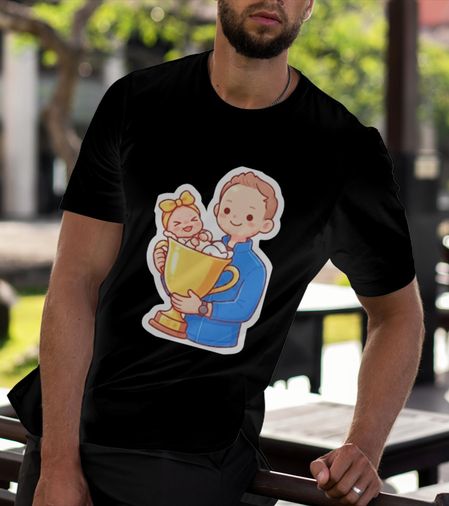 My Greatest Trophy Dad Holding Baby In Golden Cup T-Shirt