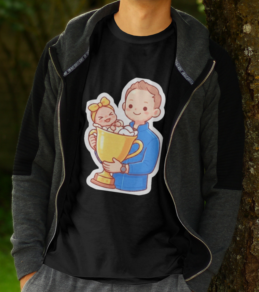 My Greatest Trophy Dad Holding Baby In Golden Cup T-Shirt