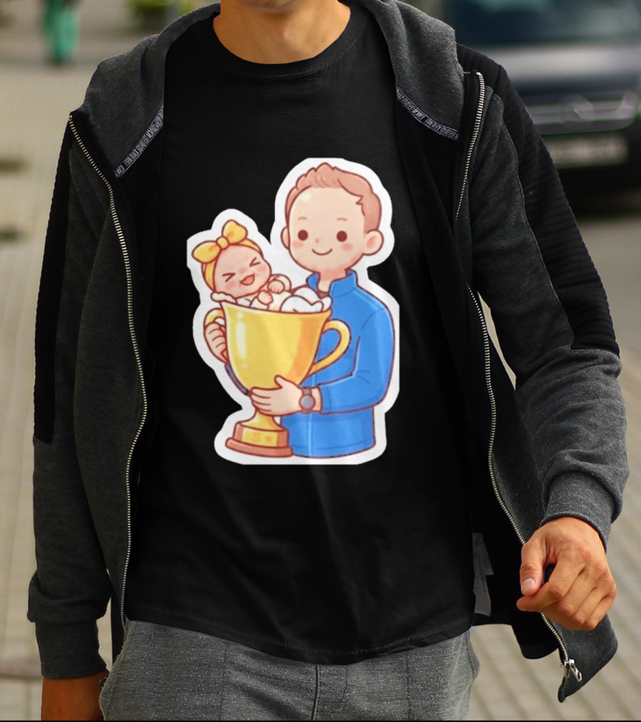 My Greatest Trophy Dad Holding Baby In Golden Cup T-Shirt