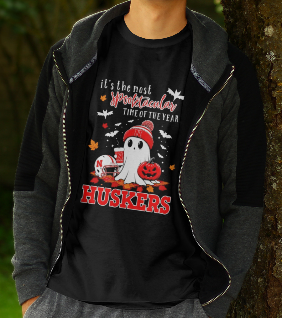 Nebraska Cornhuskers Spooktacular Halloween Ghost Huskers Football Time 2026 T-Shirt