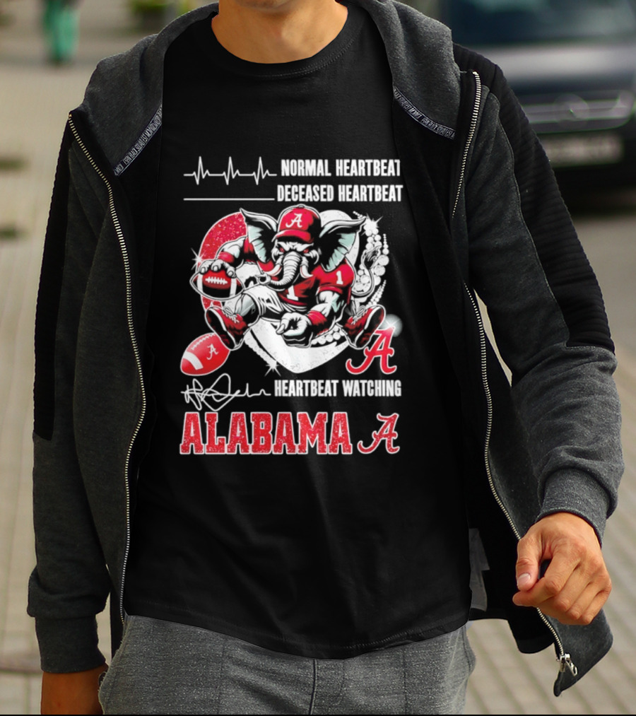Alabama Crimson Tide Heartbeat Ing Football Fan Spirit T-Shirt