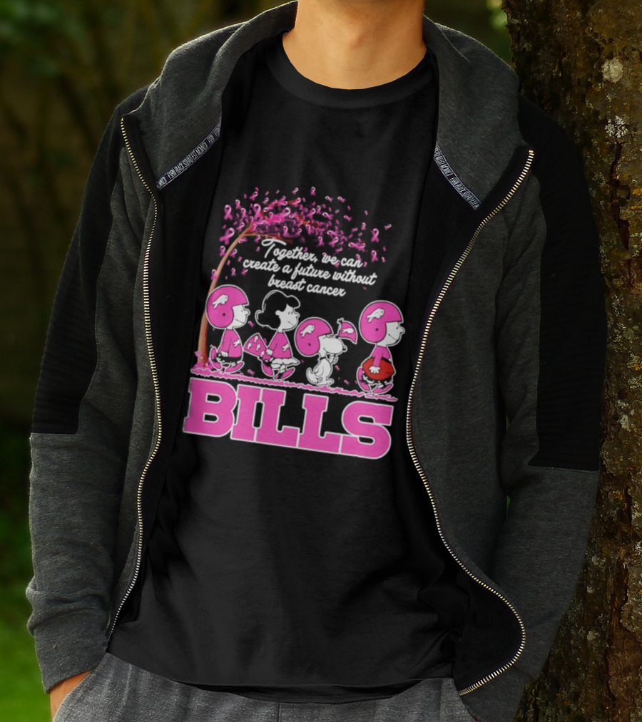 Peanuts Buffalo Bills Together We Can Create A Future Without Breast Cancer T-Shirt
