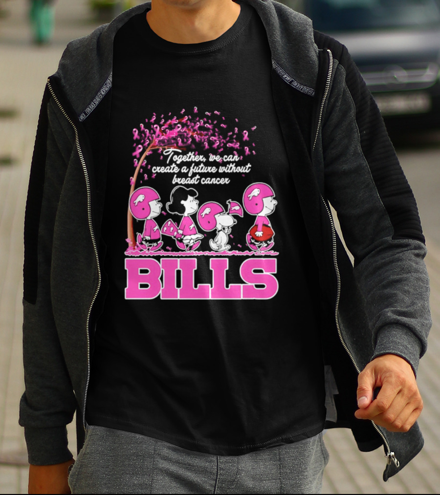 Peanuts Buffalo Bills Together We Can Create A Future Without Breast Cancer T-Shirt