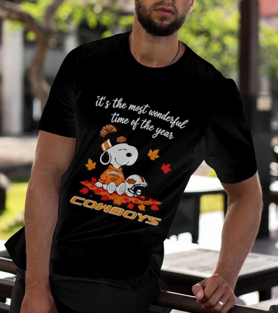 Snoopy Oklahoma State Cowboys It's The Most Wonderful Time Of The Year Halloween 2026 T-Shirt