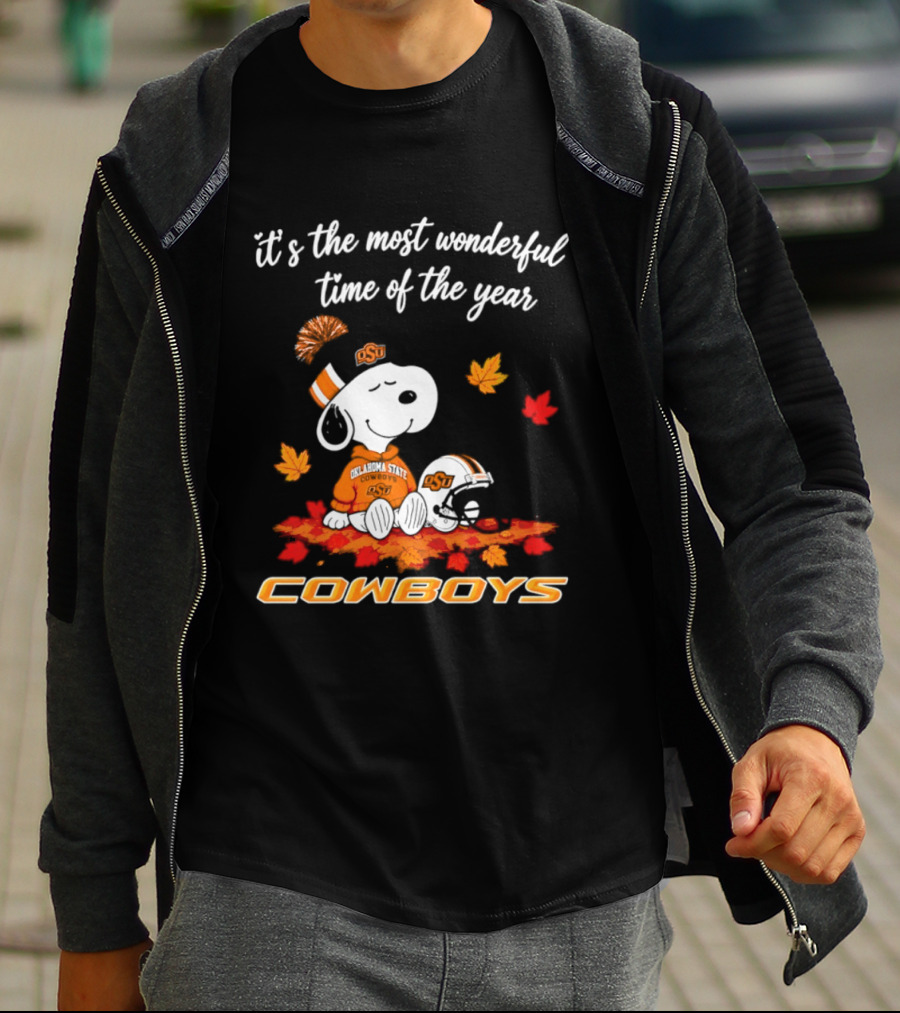Snoopy Oklahoma State Cowboys It's The Most Wonderful Time Of The Year Halloween 2026 T-Shirt