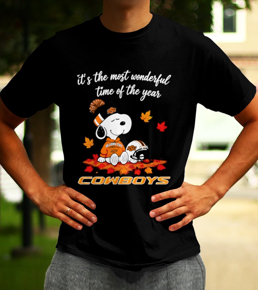 Snoopy Oklahoma State Cowboys It's The Most Wonderful Time Of The Year Halloween 2026 T-Shirt