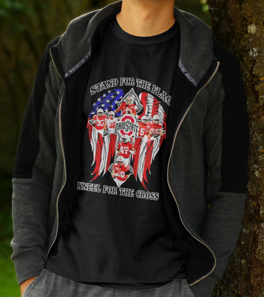 Stand For The Flag Kneel For The Cross Ohio State Buckeyes NCAA Football T-Shirt