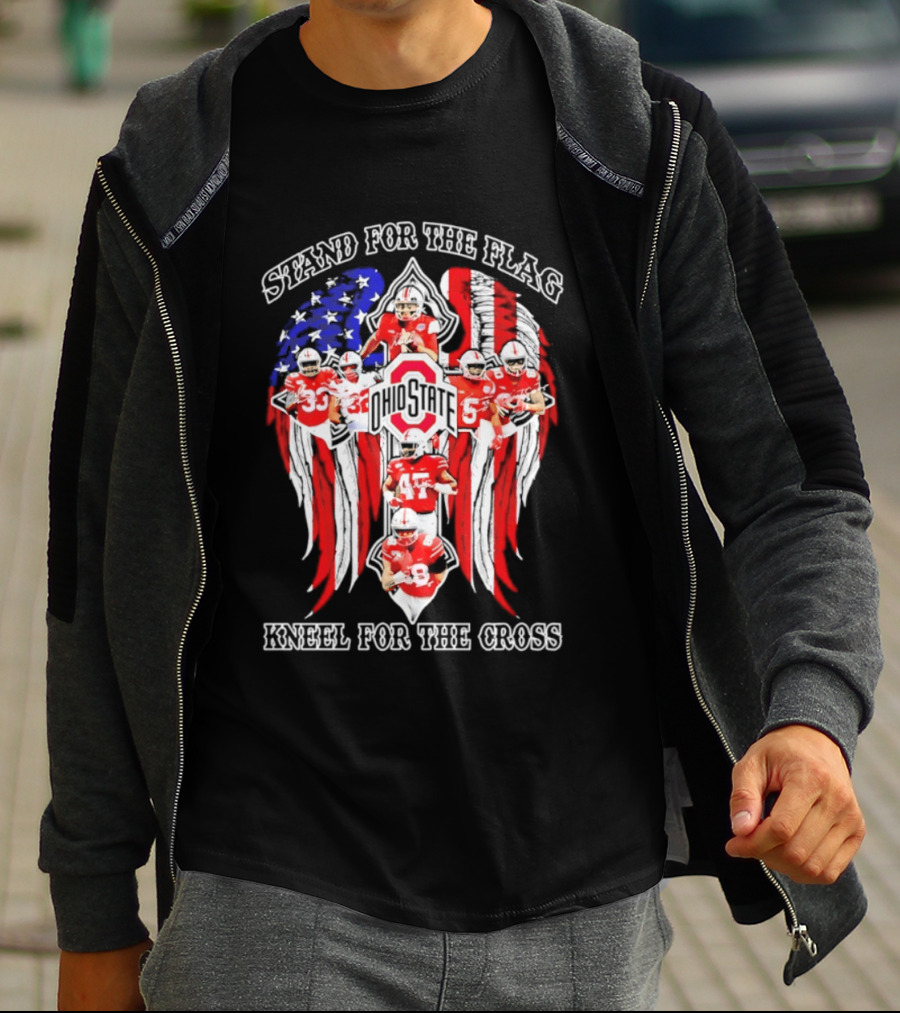 Stand For The Flag Kneel For The Cross Ohio State Buckeyes NCAA Football T-Shirt